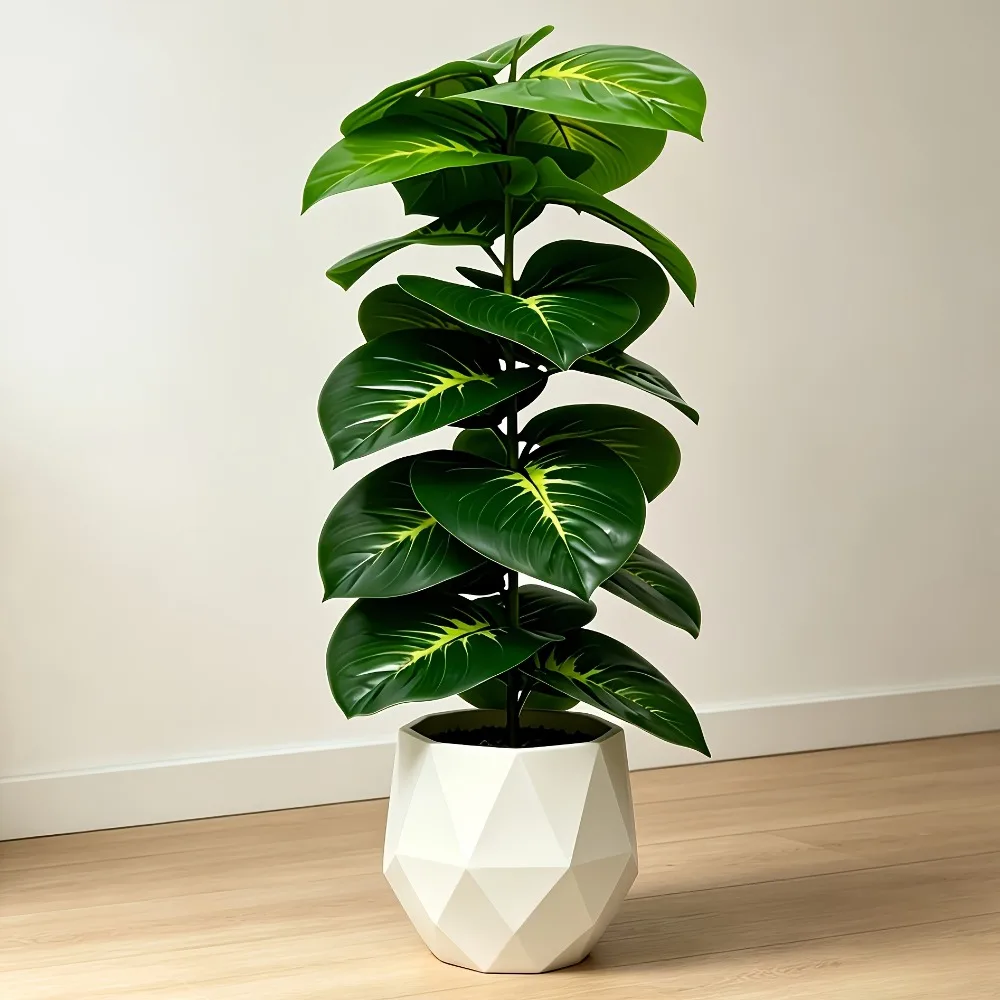 1PC Large Artificial Palm Tree with 23 Leaves on Brown-based Branches Tropical Rainforest Greenery for Indoor/Outdoor NEW