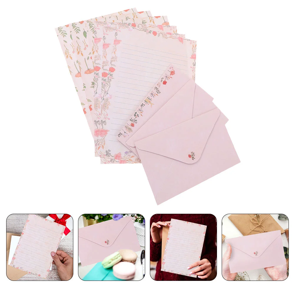 

Flower Stationery Set Envelopes Letter Supply Blank Writing Paper Decorative Printer