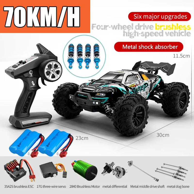 Rc Car Off Road 4x4 High Speed 75KM/H Remote Control Car with LED Headlight  Brushless 4WD 1/16 Monster Truck Toys for Boys Gift - AliExpress