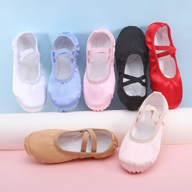 

Custom Color High Quality Fashion Kids Girls Children Soft Satin Ballet Flat Shoes Ballet Slippers