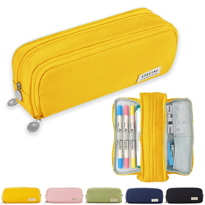 Spacious Triple-Section Pencil Case & Stationery Organizer