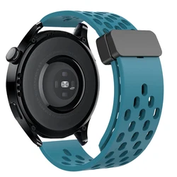 Magnetic Folding Buckle Silicone Watch Strap - 22mm Replacement Bracelet Watchband for 22MM Width Band (Rock Blue)