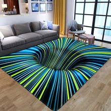 3D Vortex Illusion Carpet Entrance Door Floor Mat Abstract Geometric Optical Doormat Non-slip Floor Mat Living Room Decor Rug