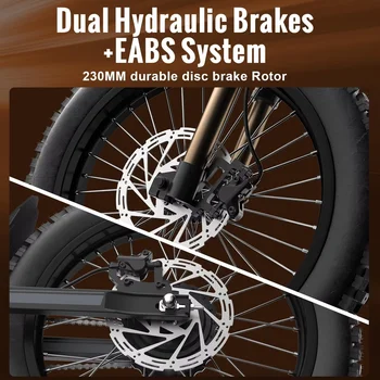 Ebike GT73 2000W Electric Dirtbike 25” Tires 36.4AH Dual Battery EBike Max 37 MPH Dual Hydraulic Brakes Suspension 3