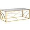 Stainless Steel Rectangular Accent Glass Coffee Table for Living Room- 46.8" Modern Sleek Center Table with Lounge Table with Bl 4