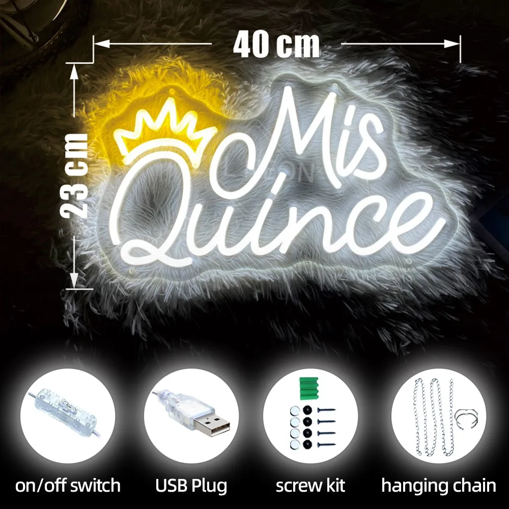 Mis Quince Neon Led Sign Light Spanish15 Years Old Birthday Party Decor ...