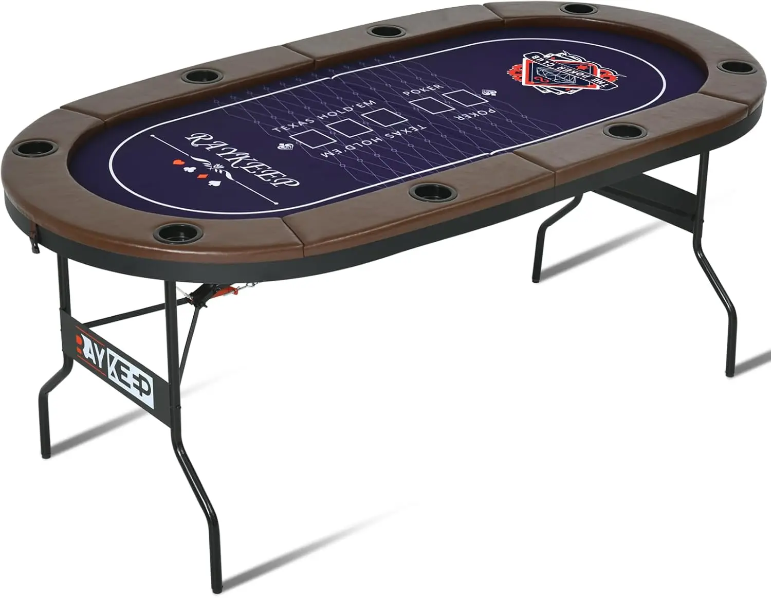 Foldable 8-Player Poker Table with Padded Rails, Casino Felt, Cup Holders for Texas Holdem