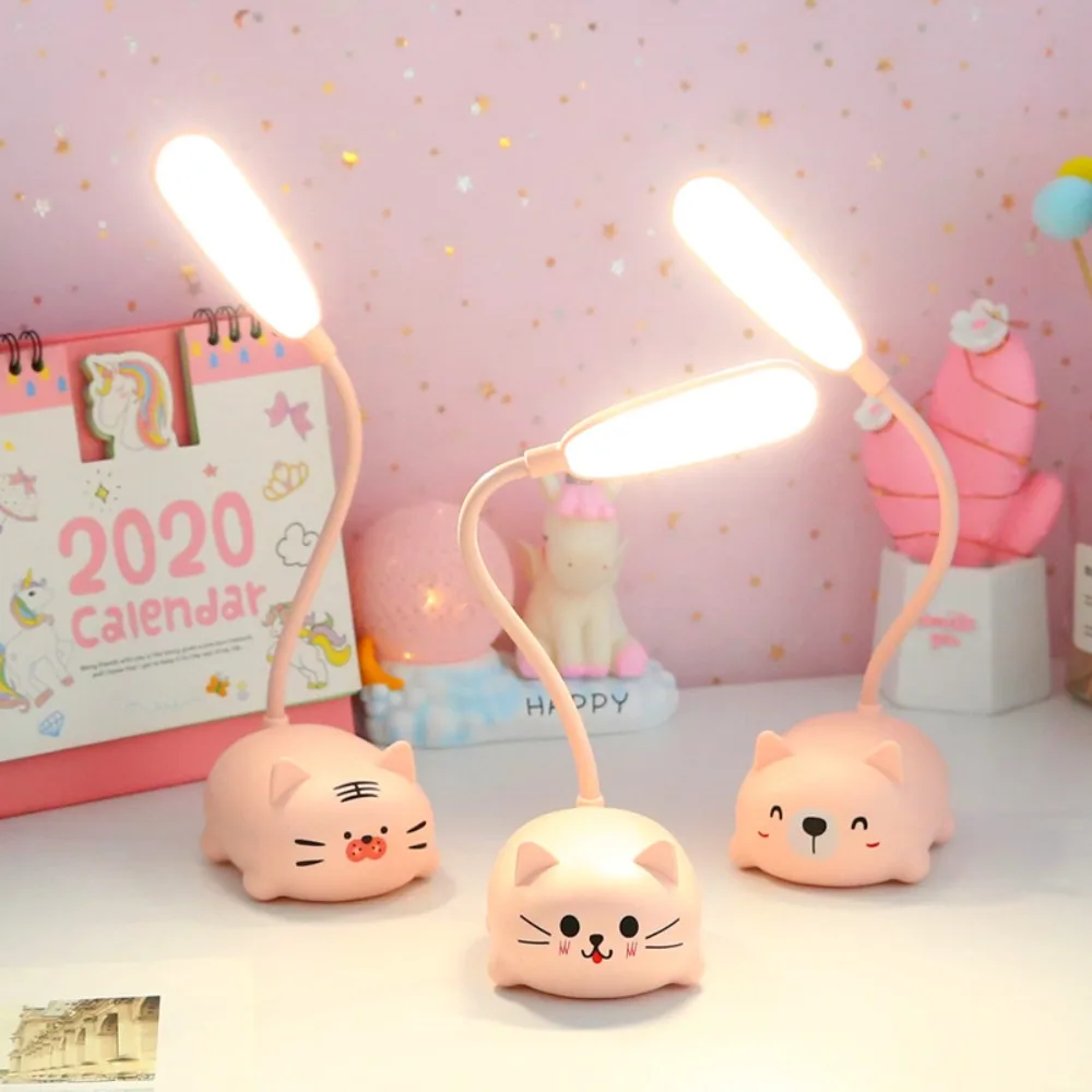 

Eye Protection New LED Table Lamp Cartoon Lovely Nightlight USB Rechargeable Child Bear Cat Pink Desk Light