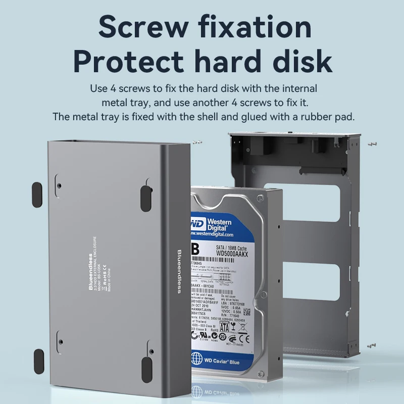 External Hard Drive Case Hard Drive Enclosure Hard Disk Case External Hard Drive Box HDD Case Enclosure Blueendless 3.5