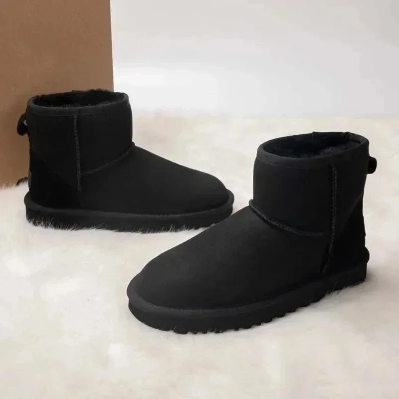 2024 Winter Uggs - новые женские зимние ботинки, повседневные короткие плюшевые теплые ботинки до середины икры, женские замшевые ботинки на плоской подошве без коробки