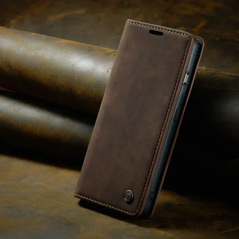 Magnetic Closure Leather Flip Wallet Phone Case with Card Slots and Shockproof Protective Stand