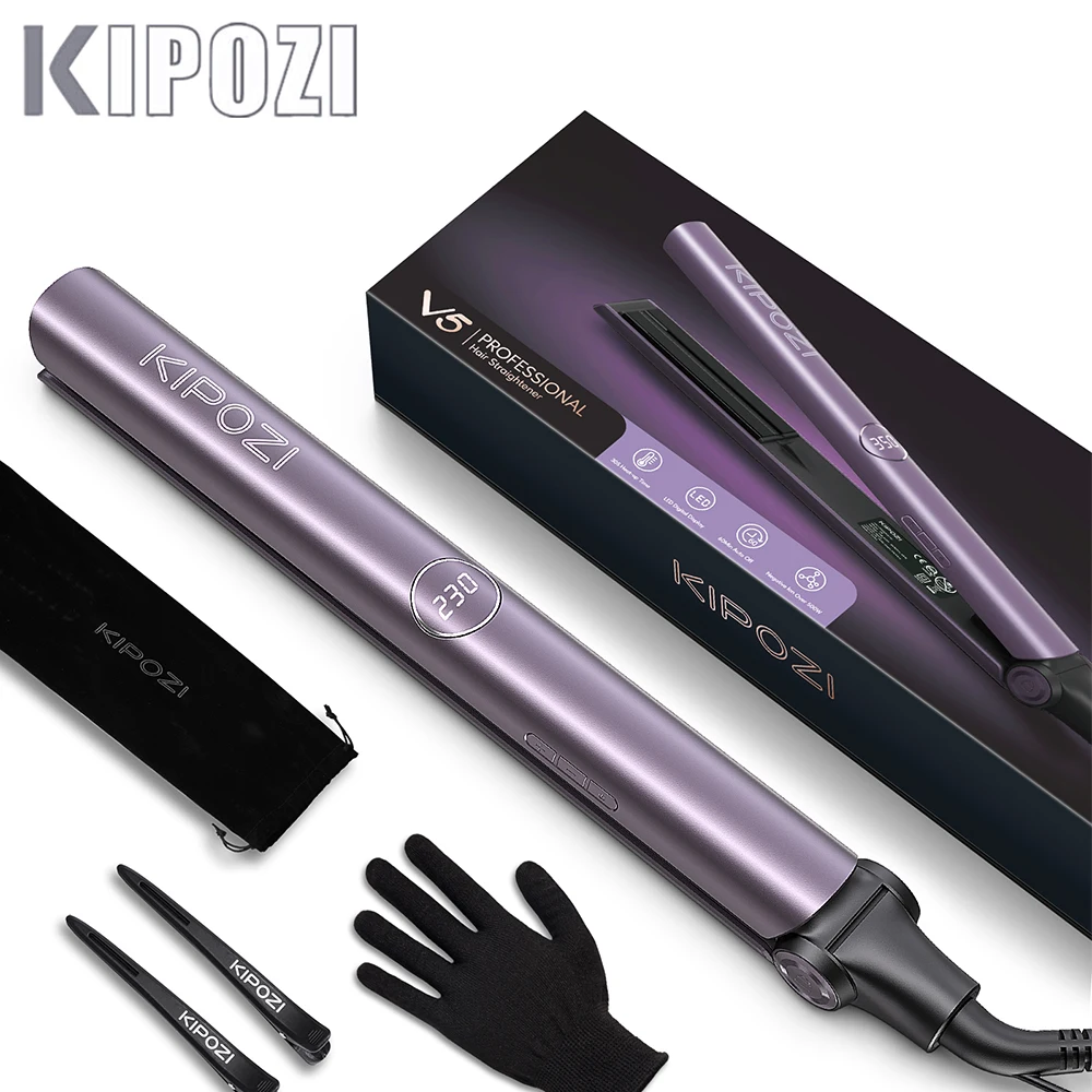 

KIPOZI V5 Hair Straighteners Flat Iron 2In1 Straightener&Curler PTC Titanium Plate LCD Display Adjustable Temperature Beauty Too