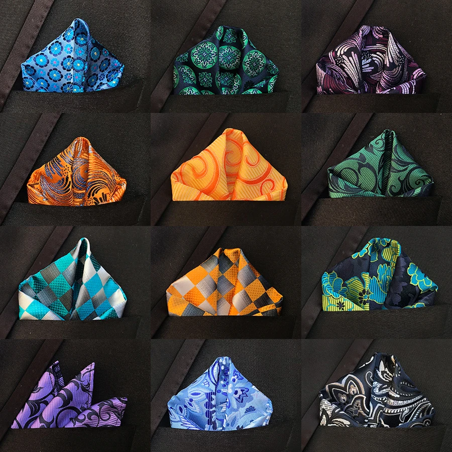 41 couleurs 25*25 cm costumes d'affaires pour hommes mouchoirs carrés de poche pour mariage à carreaux floraux rayures Hankies serviette de poche pour hommes