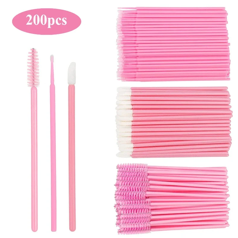 Makeup Tools 200pcs Disposable Brushes Set Mascara Wands Lip Brushes Microbrush Applicator Swab for Eyelash Extension Eyebrow 2