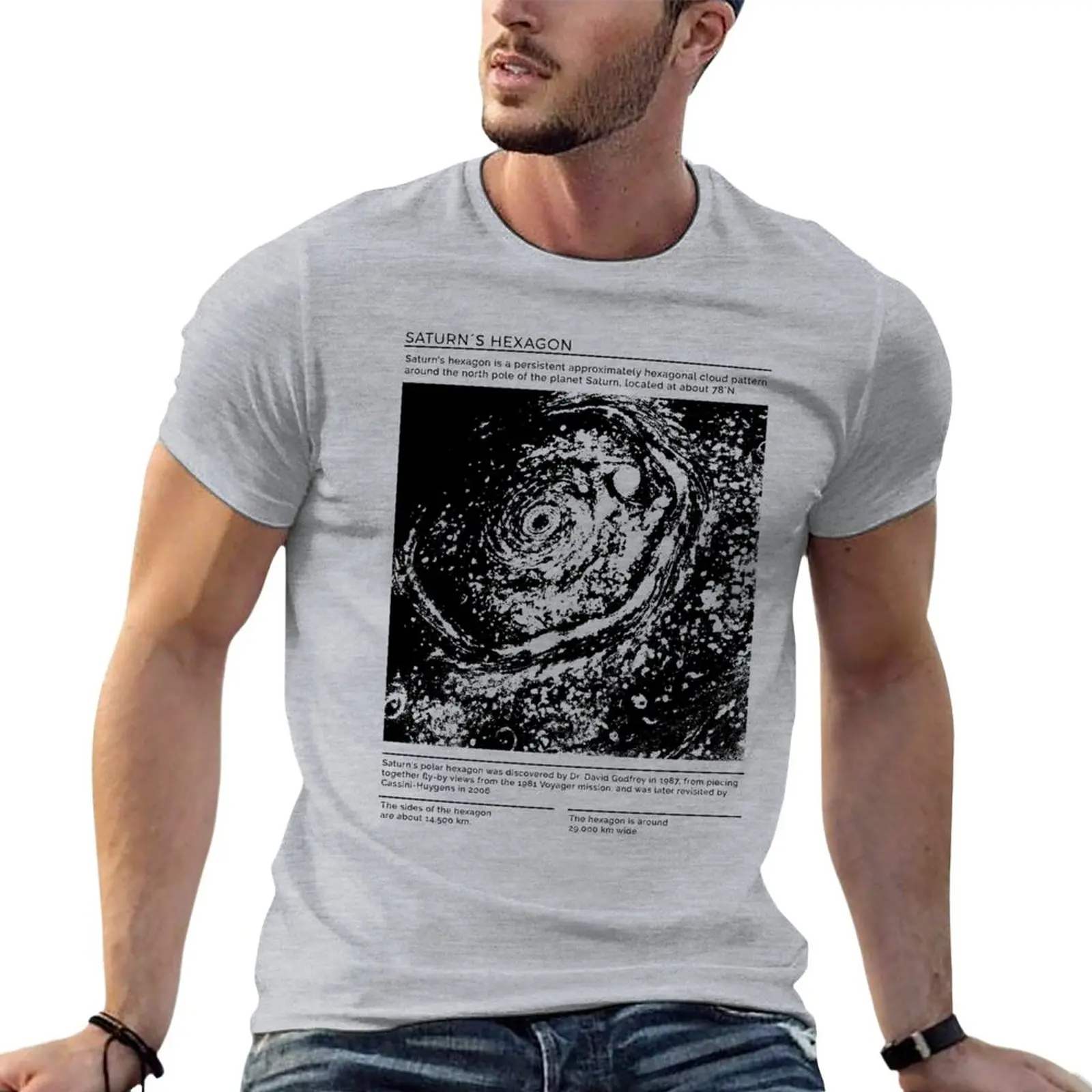 

New Saturn's Hexagon InfoGraphic T-Shirt sublime t shirt sports fan t-shirts Oversized t-shirt men graphic t shirts