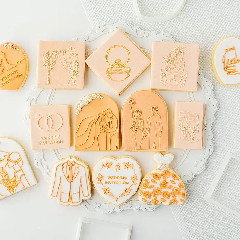 Wedding Cake Decorating Tools Cookie Press Stamp Embosser Biscuit Cutter Fondant Sugarcraft Cookie Cutters Mold Cake Mould cookie cutter baking mold cookie mould cookie printing mold fondant cutter baking decorating tools cookie maker press kit cake lace mold
