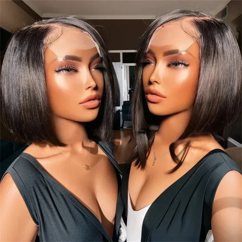 180 Density Straight Short Bob Wigs Wear To Go Wig Brazilian 13x4 HD Lace Front Human Hair Wigs