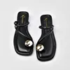 2024 women's new toe clamped slippers for women's summer outdoor wear metal buckle flat bottomed beach sandals 3