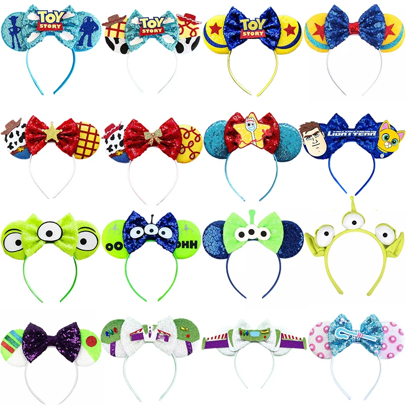 Disney Toy Story Ears Headbands Girl Pixar Alien Hairband Woody Buzz Lightyear Hair Accessories Kids Headwear for Carnival Party pixar anime alien hair bands for girls toy story hair accessories women sequins bow headband kids buzz lightyear hairband gift