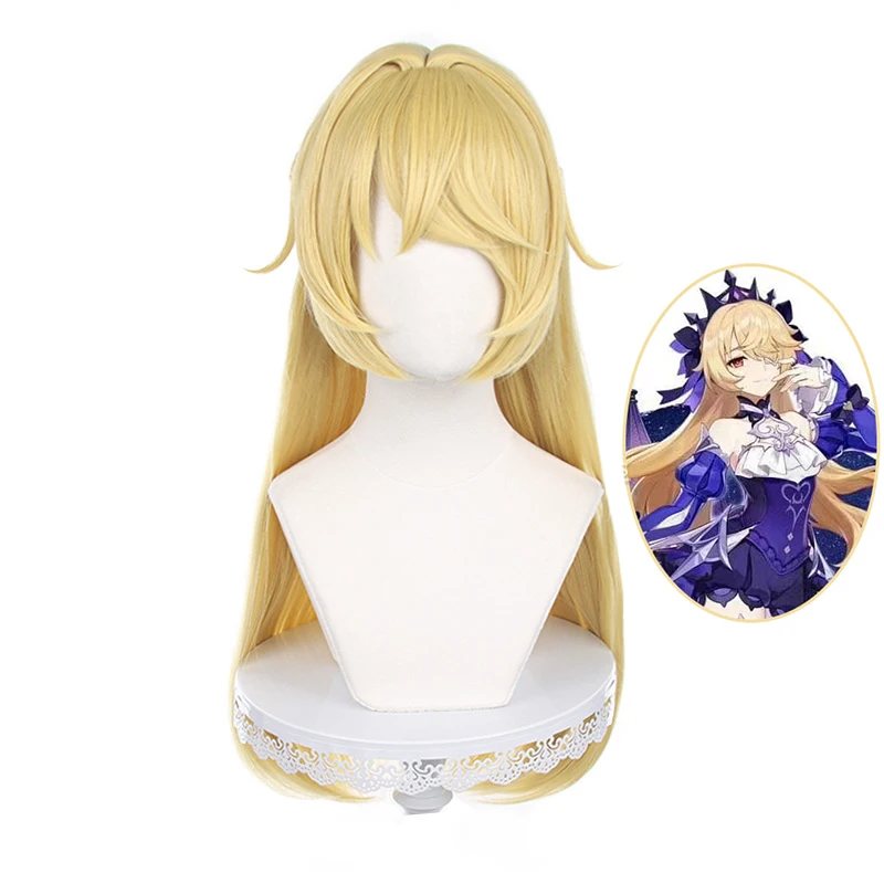 

Game Genshin Impact Mondstadt Fischl Wig Cosplay Costume 75cm Long Golden Wig With braids Synthetic Heat Resistant Wigs + Wig Ca