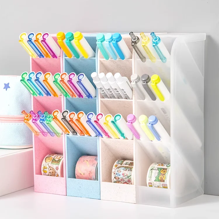 Desktop Organizer Pen Pencil Makeup Brush Storage Box 4 Grid