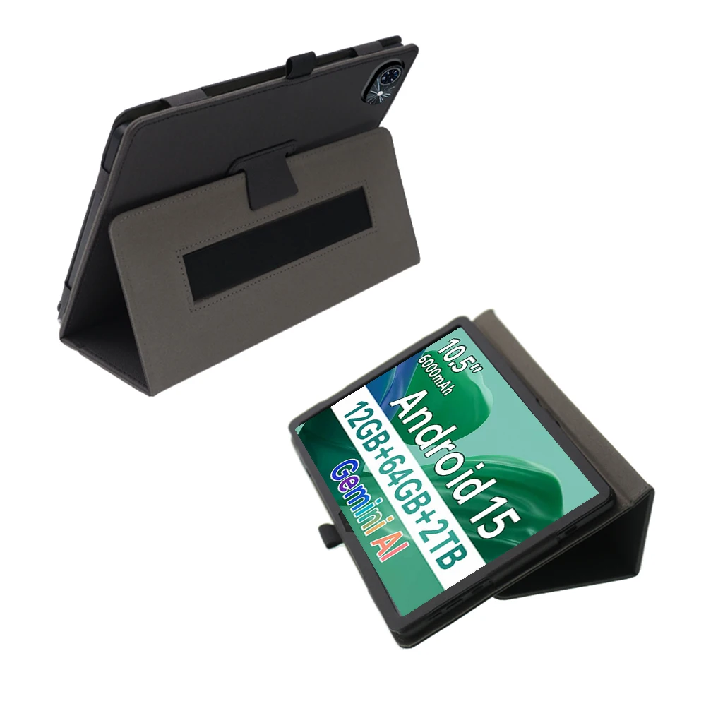 Ultra Slim PU Leather Tablet Case with Folding Stand, Pencil Holder, and Wrist Strap