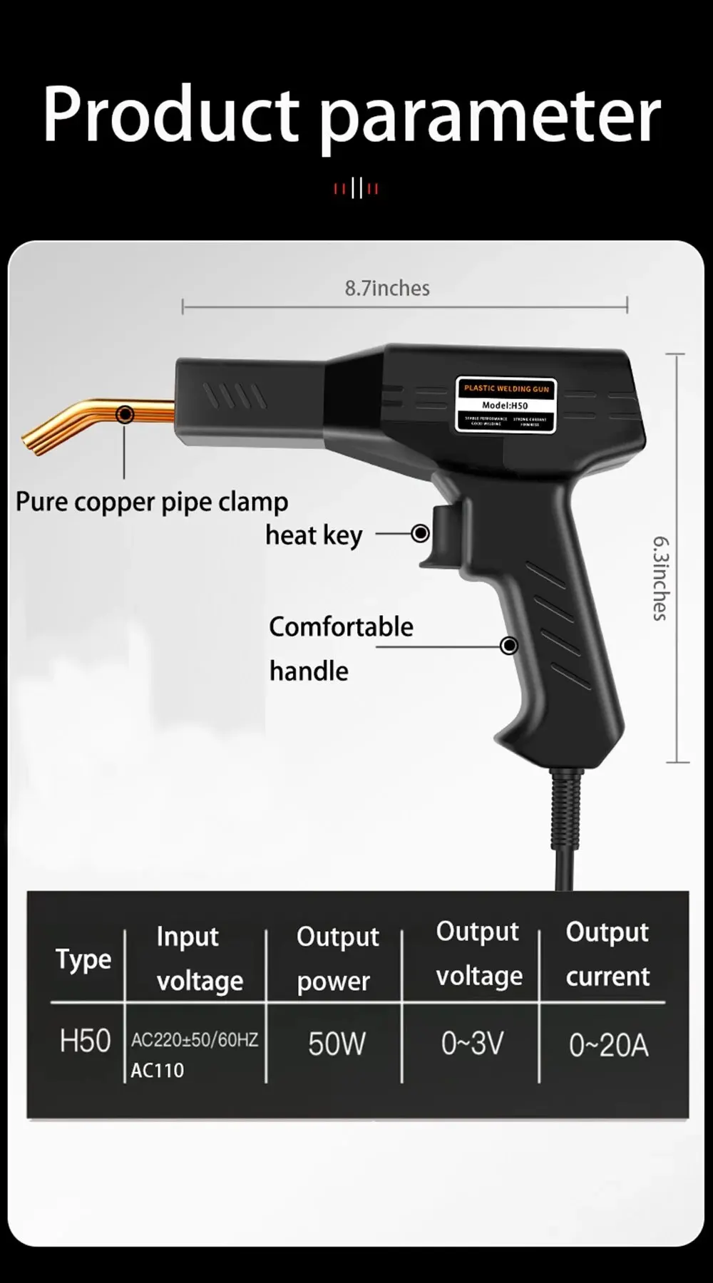 Sab07b1f8f23e42b7a52b405a8eb7f105Z 50W Car Plastic Welder Gun Tools 200/1000Pcs Hot Staples for Automotive Body Bumper Plastic Welding Plastic Gas Tank Repair Mallzona