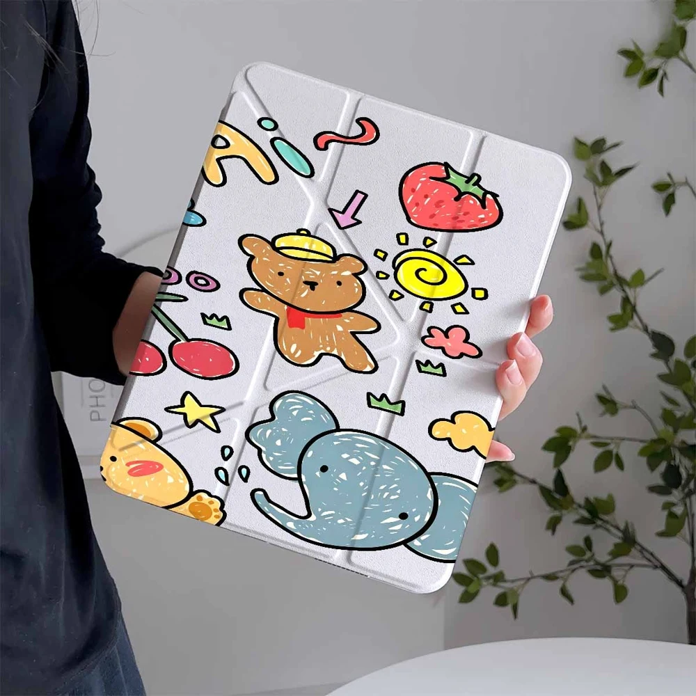 Charming Bear Design Tablet Case with Pen Slot