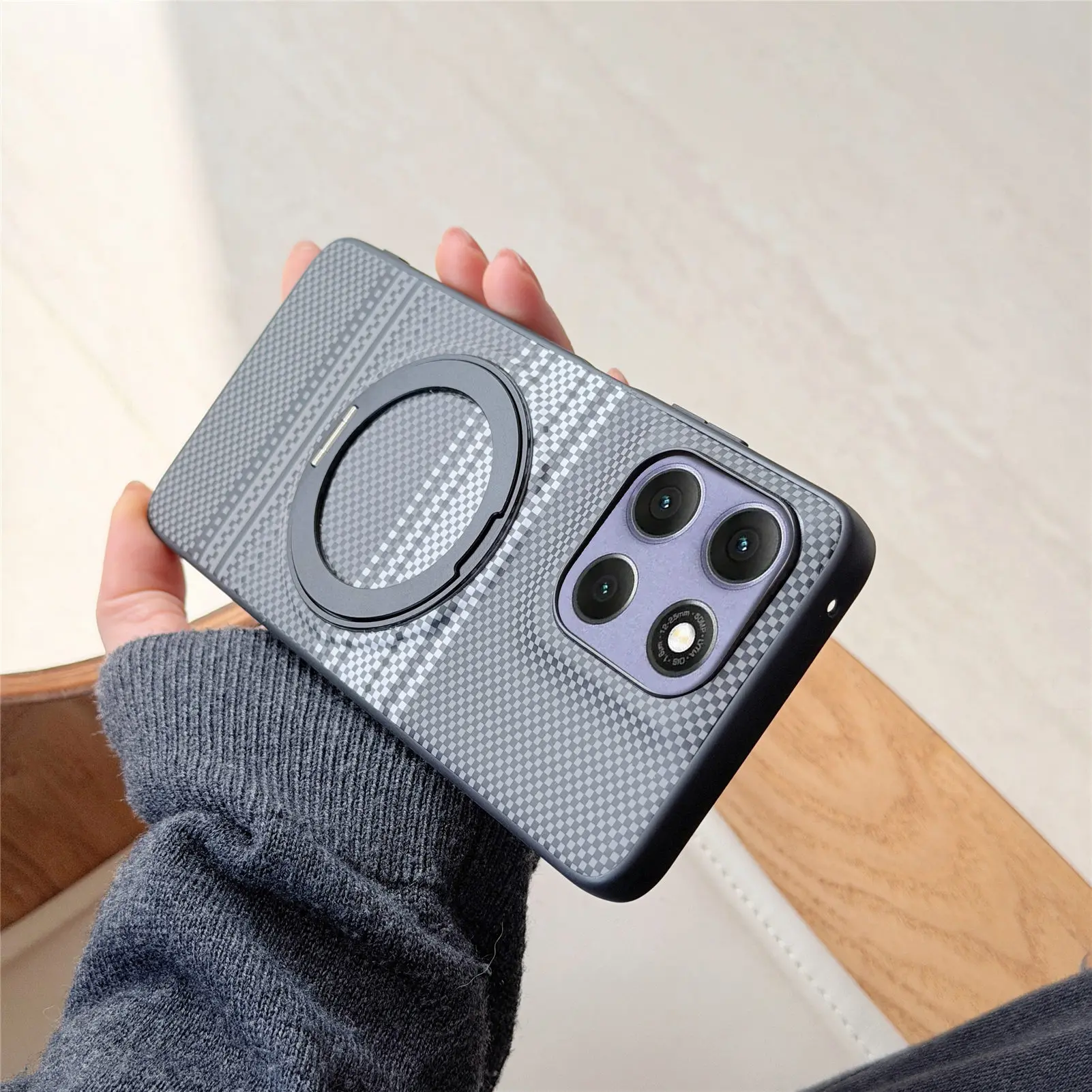 Magnetic Rotating Stand Shockproof Braided Texture Phone Case