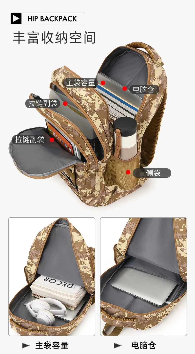 Im Angebot Rucksack Camouflage Trend Junior High School High School Grundschule Student Schultasche Koreanische Doppel Umhängetaschen – Detail 4