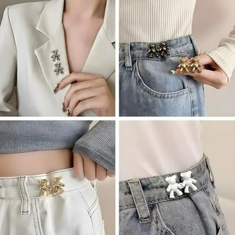 Reduce Jeans Waist Buckle Detachable Cute Small Bear Tighten Clothing Snap Fastener No Need Nailing Pants Waist Tighten Button