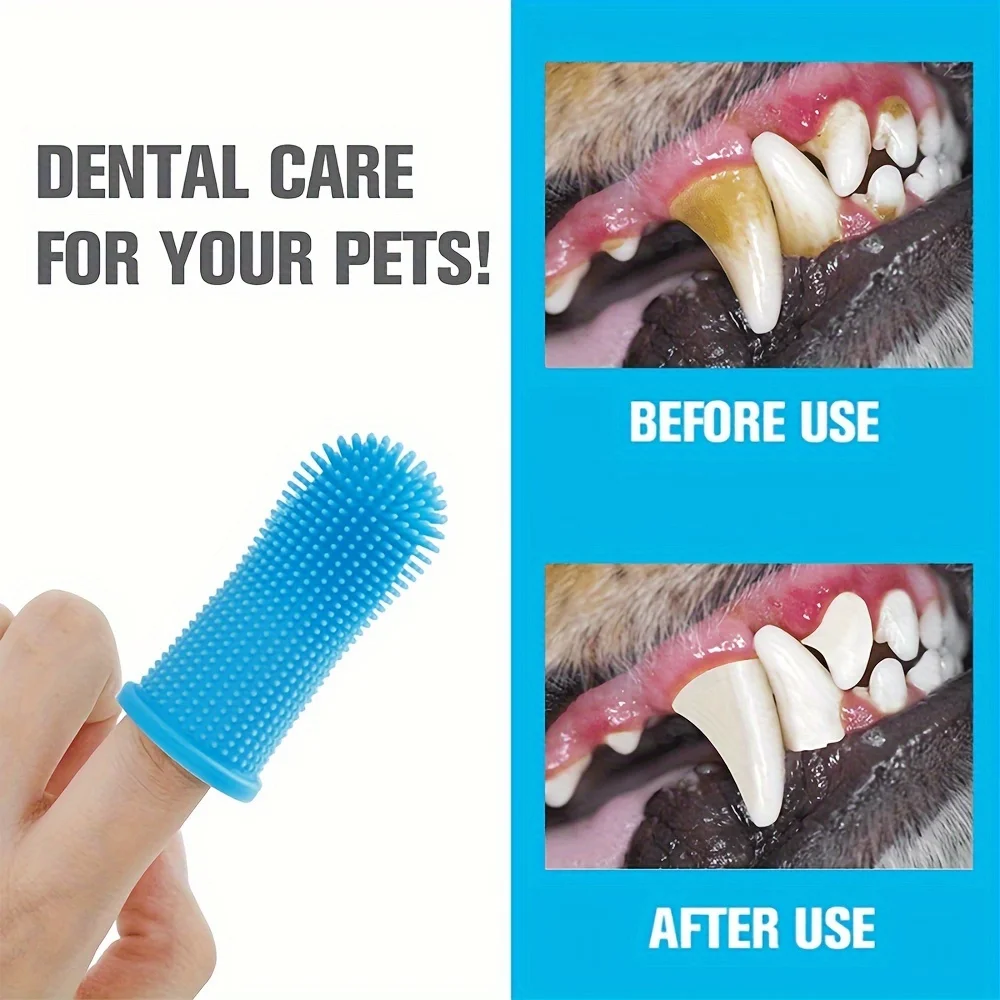 Dog Toothbrush, 360 &deg; Dog Toothbrush Kit, Cat Toothbrush, Tooth Cleaning, Finger Small and Large Pet