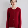 Cashmere cardigan women'sO-neck solid color long-sleeved cashmere coat is slim and versatile knitted sweater. 5