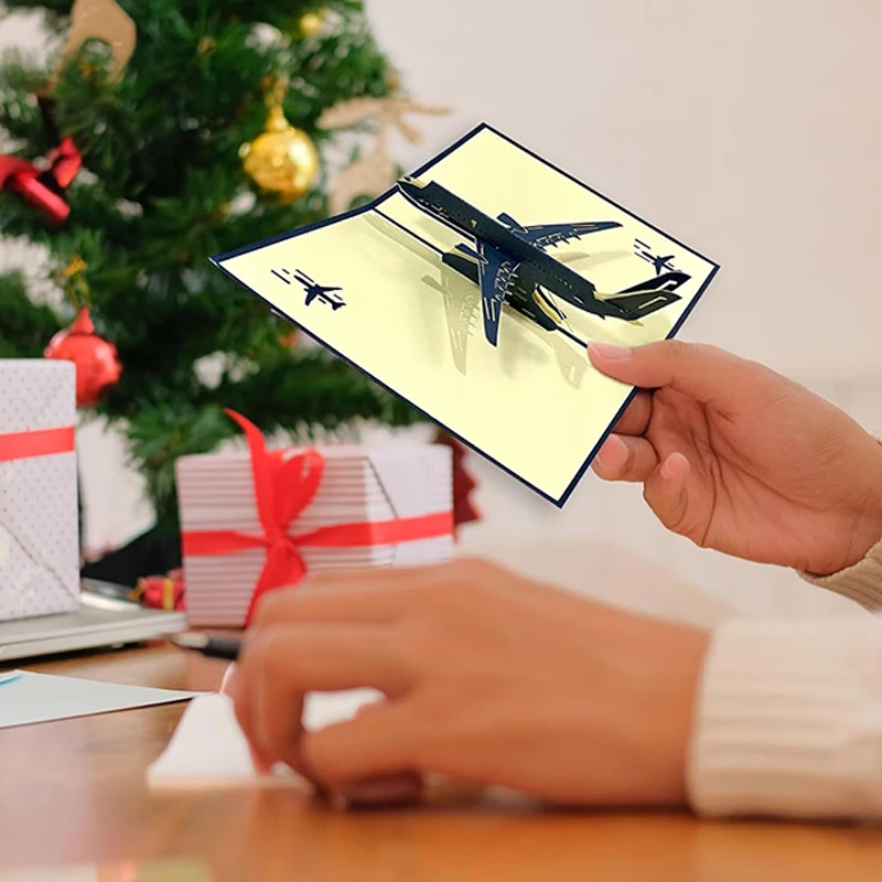 Party Invitation Cards 3D Airplane Style Greeting Card Model Decoration Paper Carving Folding DIY Festival Gathering Supply TMZ