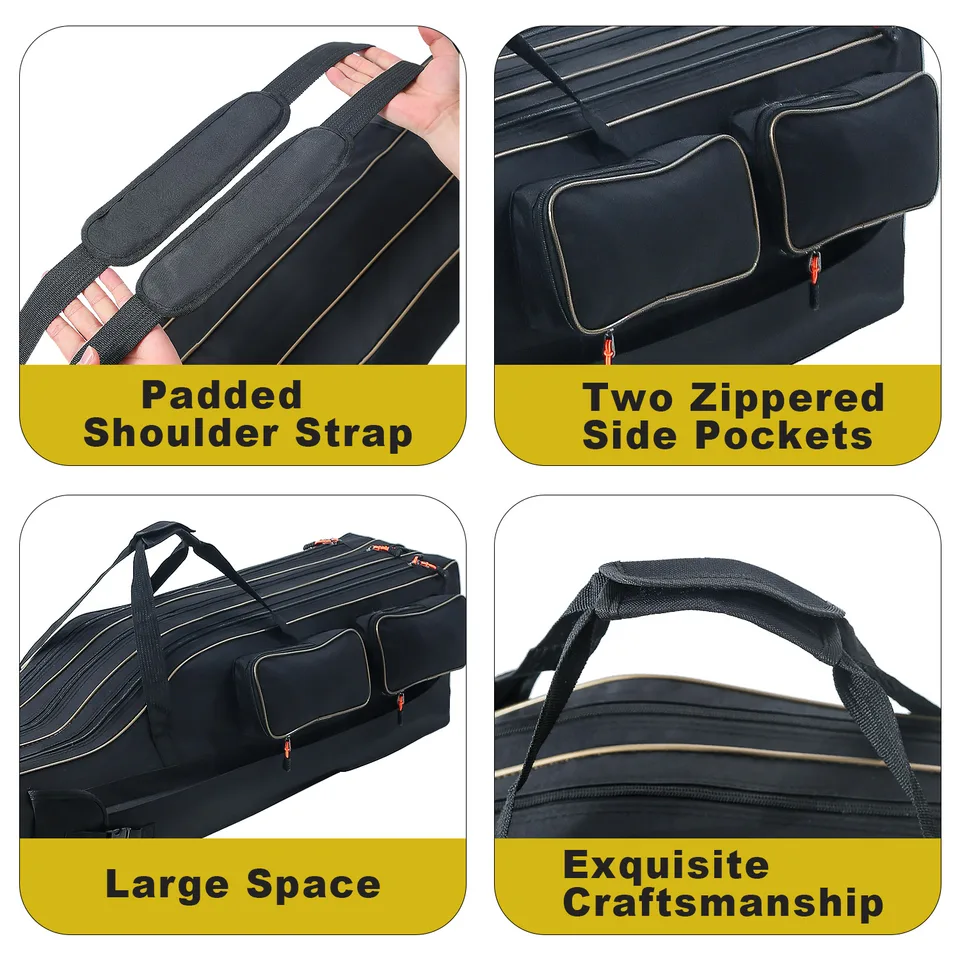 Agatige Custodia Per Canna Da Pesca – Borsa Portatile In Tessuto Oxford, Organizer Per Canne Fino A 48 Cm, Mulinelli E Accessori Da Pesca, Tracolla Regolabile, Per Viaggi E Outdoor - 4