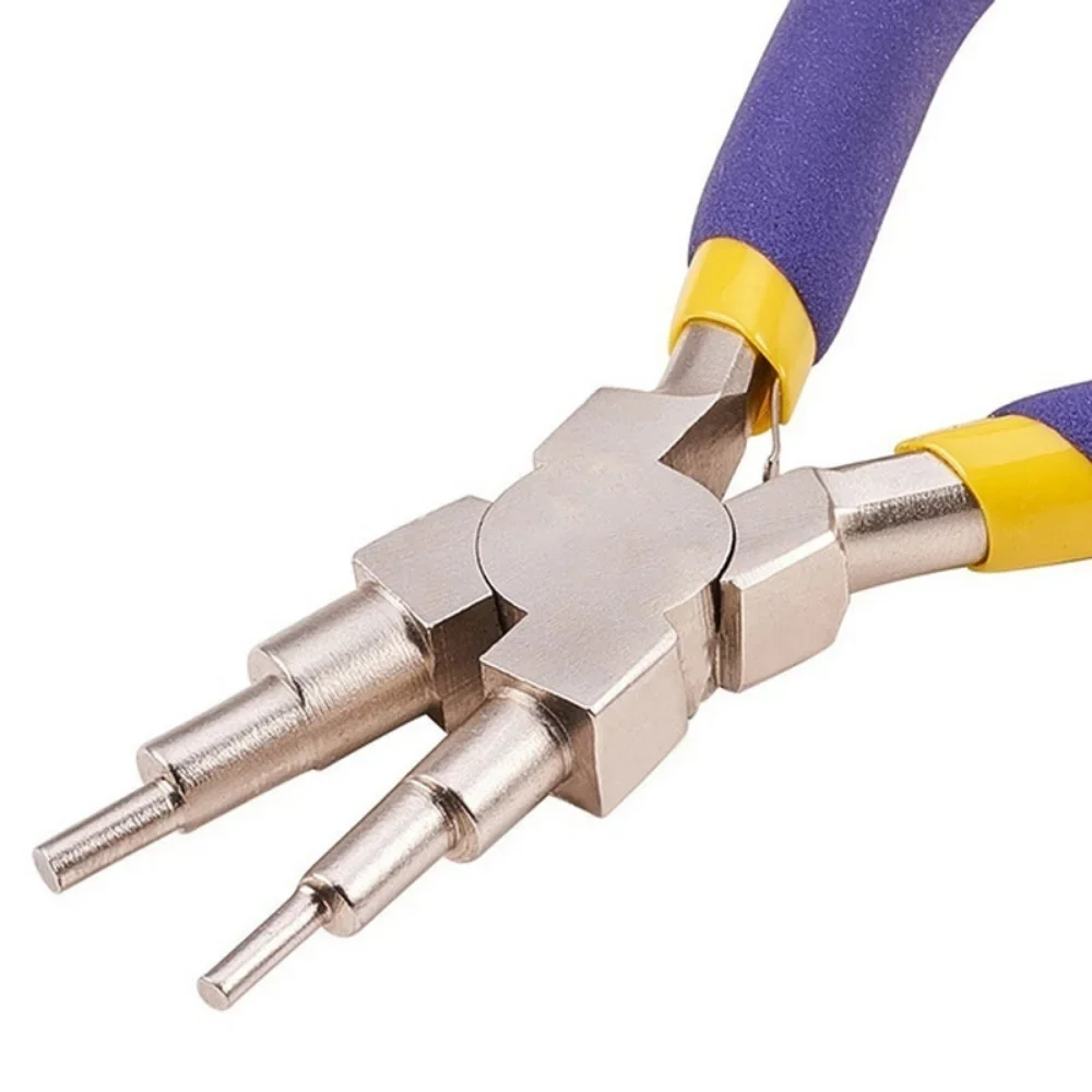 6-in-1 Carbon Steel Round Nose Jewelry Pliers Bail Making Pliers DIY Hand Tool Metal Lobster Buckle Earring Hooks Six-section