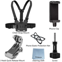 Enhanced Action Camera Kit: 6 - Piece Set with Head and Chest Straps for Increased Stability and Versatility
