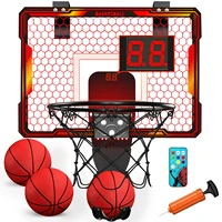 Remote Control Mini Basketball Hoop with Electronic Scoreboard 3 Modes, Foldable Basketball Hoop, Basketball Toys Gift for Kids 1