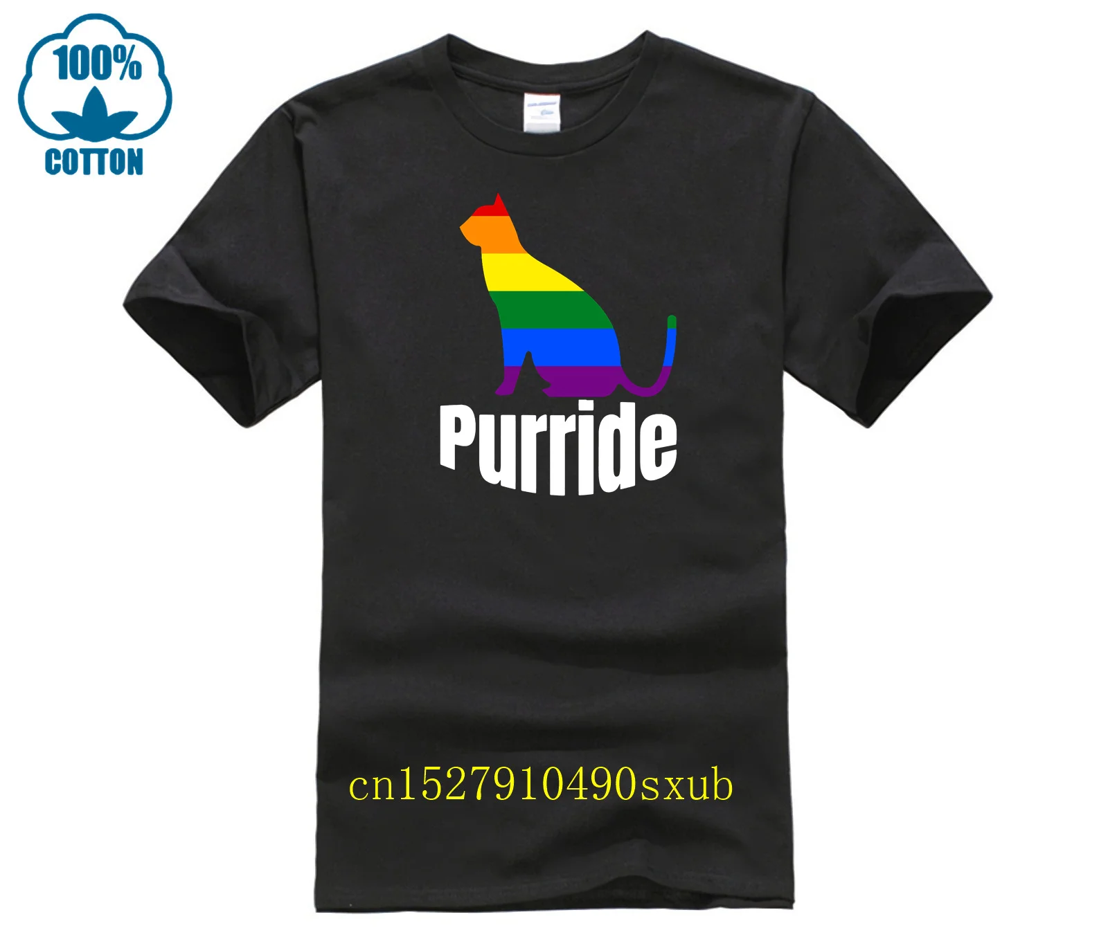 Красочная ЛГБТ футболка Pride Purride Радужный кот любимый подарок футболка