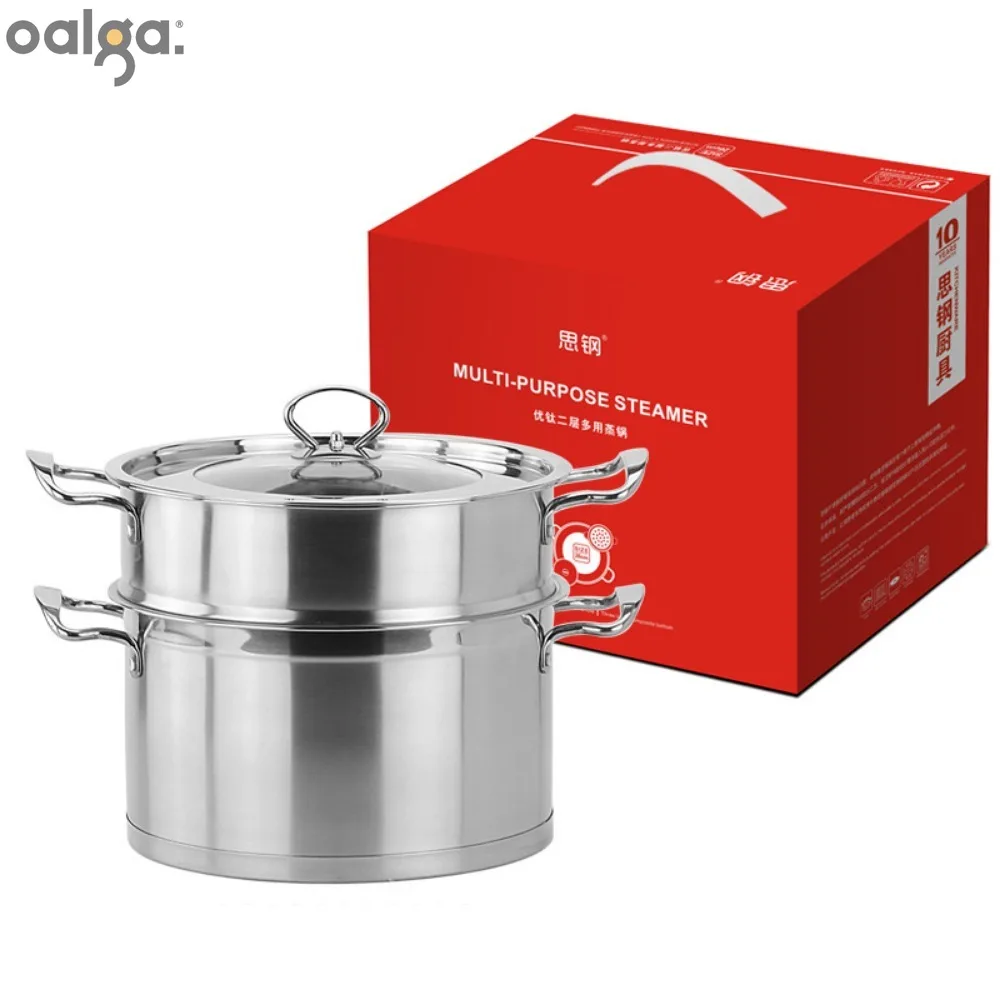 

Stainless Steel European-style Right-angle Steamer Thickened Bottom Induction Cooker 2-layer Large-capacity Steaming Soup Pot