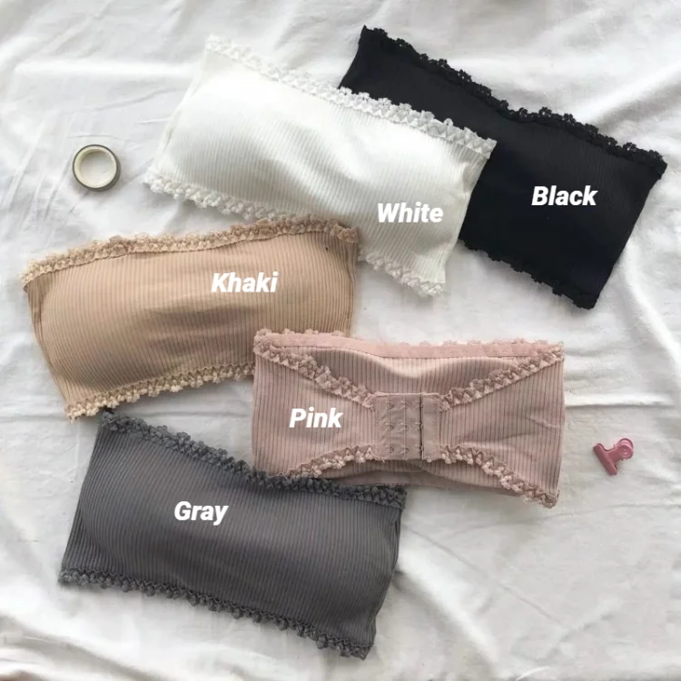 Summer Strapless Women Bras Back Lace Sexy Chest Tops Seamless Breathable Underwear Brassiere Solid Invisible Wraps Bra Push Up