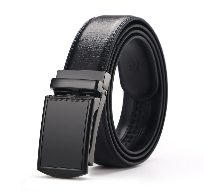 Herren-Gürtel aus echtem Leder, Metall, automatische Schnalle, Ratsche, Rindsleder-Gürtel für Jeans, Lederband, Gürtel für Herren, Hosen, Bund Carta – Detail 4