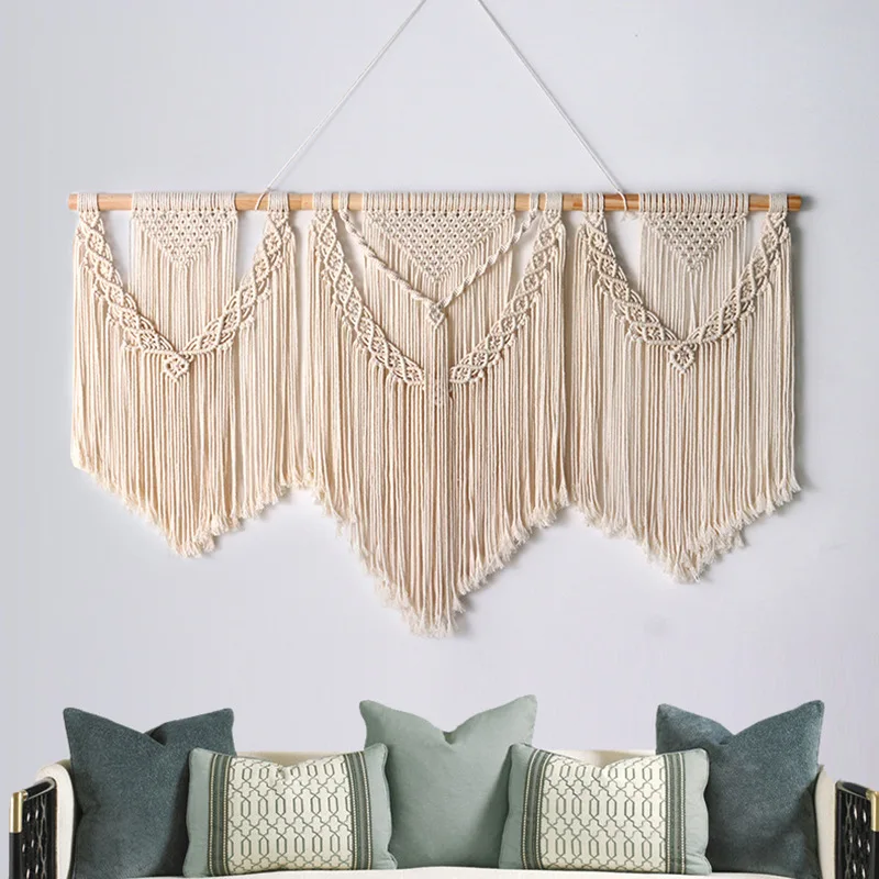 

Large Macrame Wall Hanging Tapestry Home Decorative Bohemia Tassel Curtain Wedding Background Curtain Tapestry Woven Tapestry