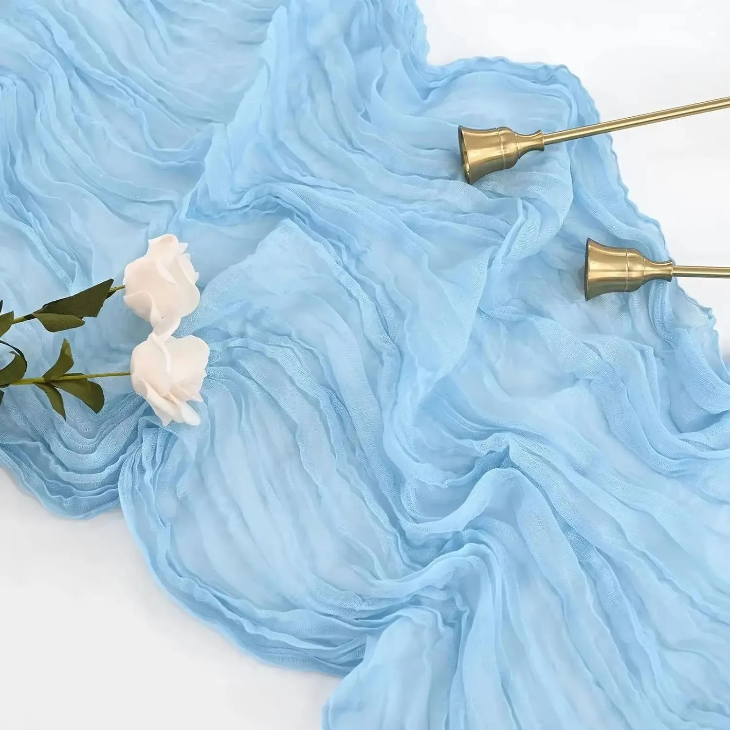 90*300CM Hellrosa Käsetuch Tischläufer Boho Gaze Stoff Rustikal Sheer Tischläufer Stuhl Schärpen Für Hochzeit Braut Dusche