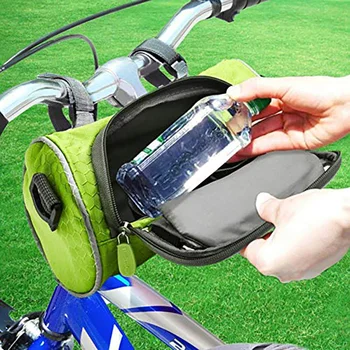 Borsa da Manubrio per Bici Verde Grande Capacità Impermeabile con Touchscreen per Telefono, Borsa Anteriore per Telaio Bici da Corsa e Mountain Bike