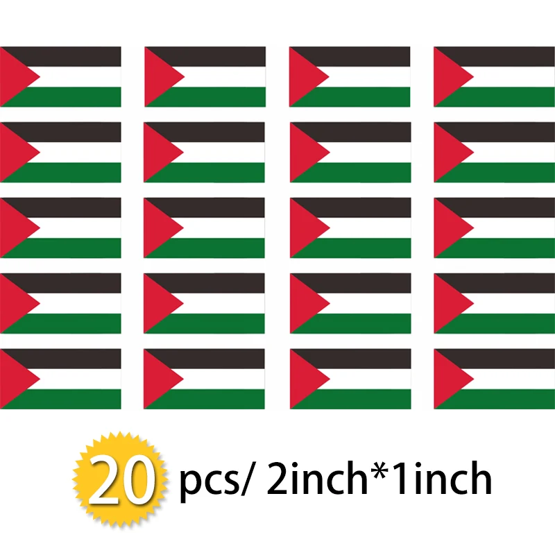 Palestine Flag Car Stickers 20pcs 2X1 Inch Car Decal Wall Sticker peru flag vinyl decal sticker peru flag football map car sticker country code pe decal car window bumper car accessories kk13cm