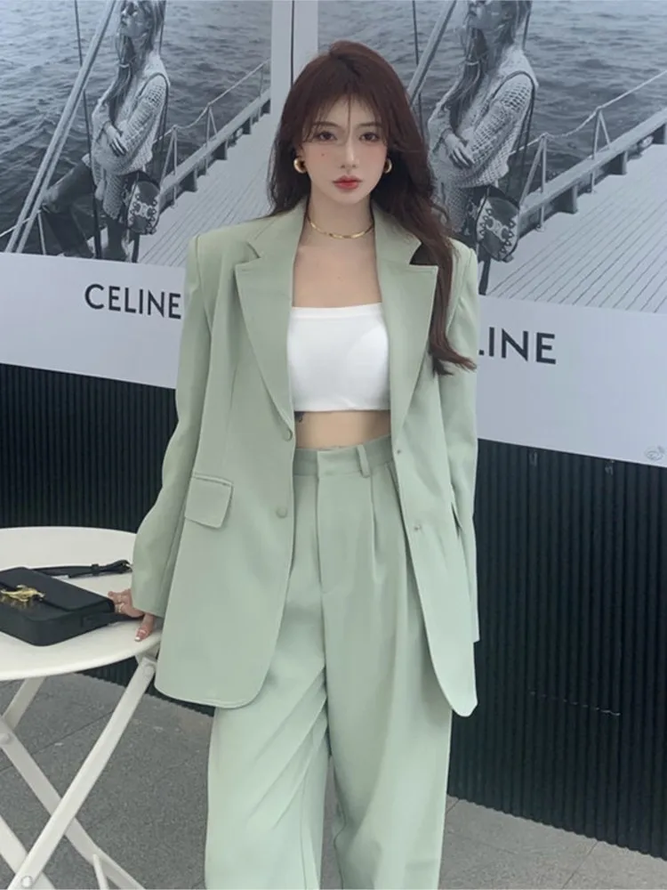 Spring Summer Women Blazer Pantsuit Long Sleeve Jacket Pants Two Piece Set Female Fashion Business Casual Purple Trousers Suit