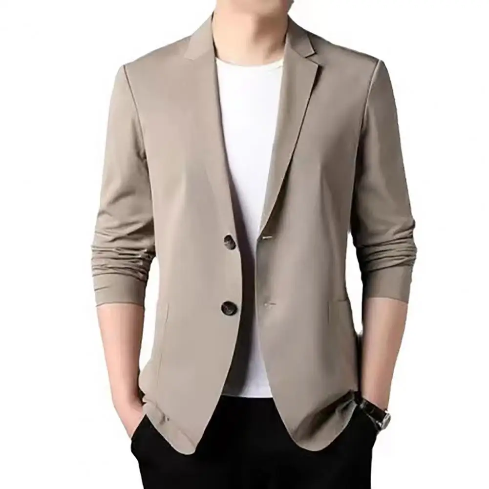 Men Suit Coat Lapel Long Sleeve Single Breasted Suit Jacket Solid Color Pockets Business Formal Coat Workwear men suit jacket