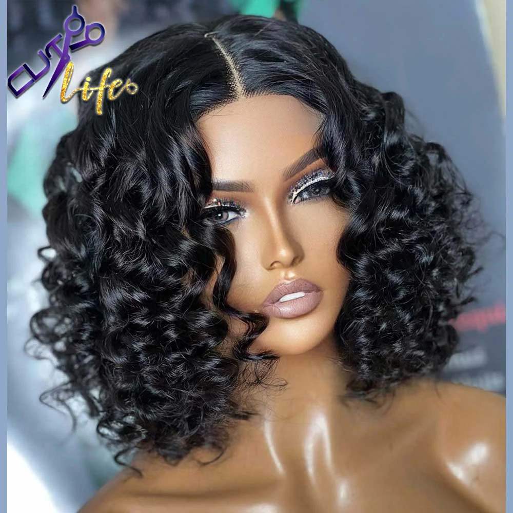 Curly Bob Brown 13x4 Lace Front Wig Human Hair Wigs 30 Color Preplucked With Baby Hair Brazilian Invisible Hairline Wig