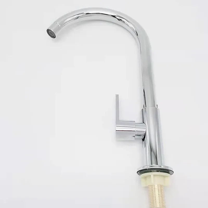 Kitchen Sink Faucet Set Stainless steel electroplating single cold vertical ball big bend household mop pool kitchen dish washing basin